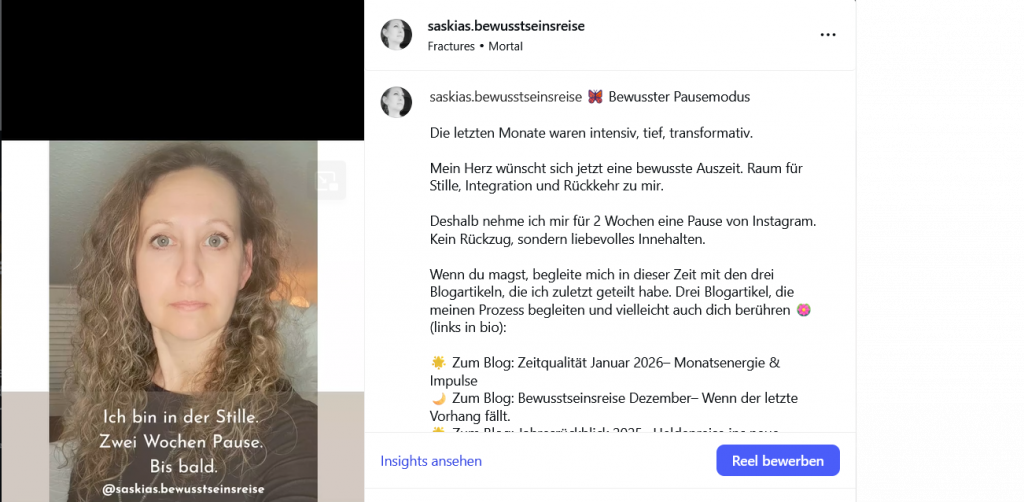 In der Stille Pause von Insta